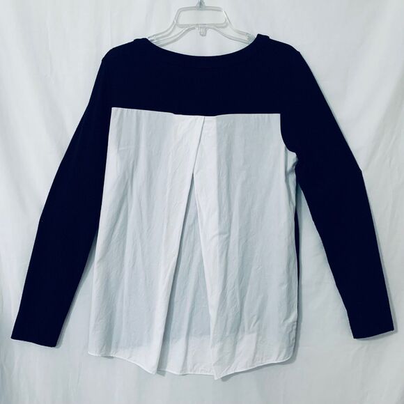 Loft Tunic Women Size Small Black White Colorblock Round Neck Hi Lo Comfy Casual - Picture 2 of 5